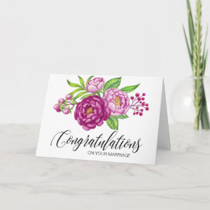 Tarjeta de felicitación de peonías al agua Burgund