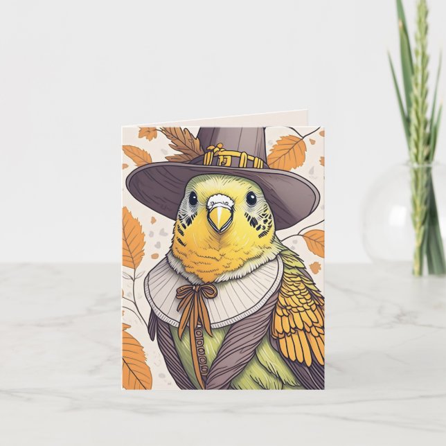 Tarjeta de felicitación de peregrino Budgie (Anverso)