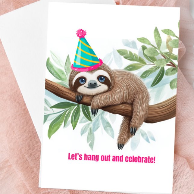 Tarjeta de Felicitación de Perezoso "Pasemos el Ra (Cute Sloth Blank Greeting Card)