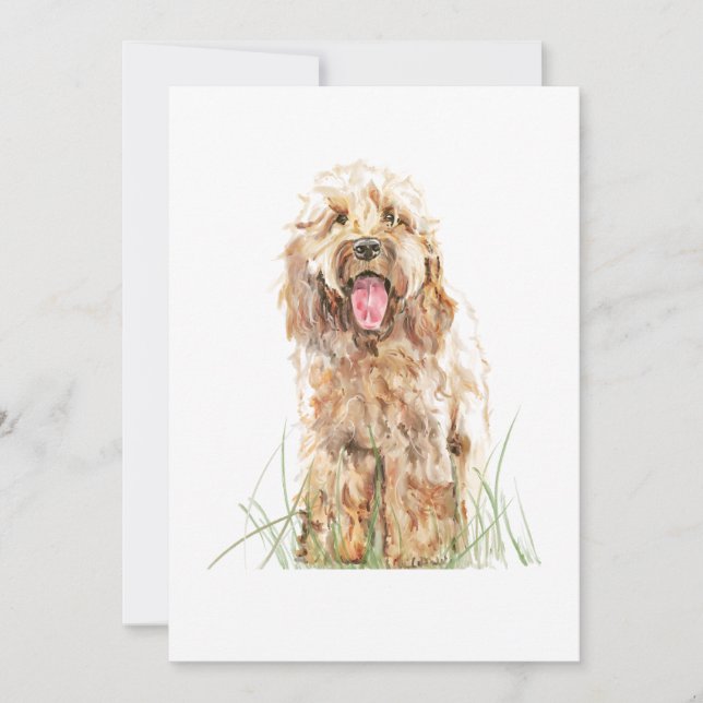 Tarjeta de Felicitación de Perro Cockapoo – Arte d (Anverso)