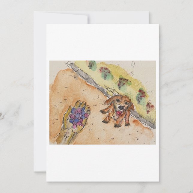 Tarjeta de Felicitación de Perro con Bayas (Anverso)