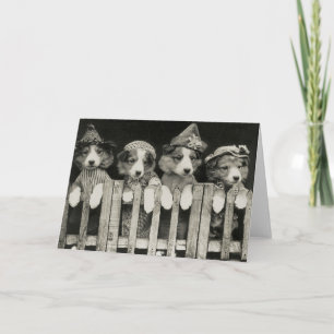 Tarjeta de felicitación de perro de época