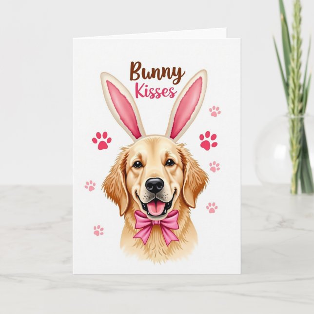 Tarjeta de Felicitación de Perro Dorado Alegre (Anverso)