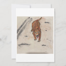 Tarjeta de felicitación de perro en la nieve