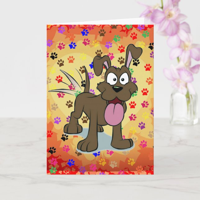 Tarjeta de felicitación de perro feliz (Orquídea)