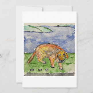 Tarjeta de Felicitación de Perro Llevando una Roca