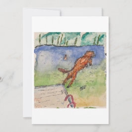 Tarjeta de Felicitación de Perro Saltando desde un