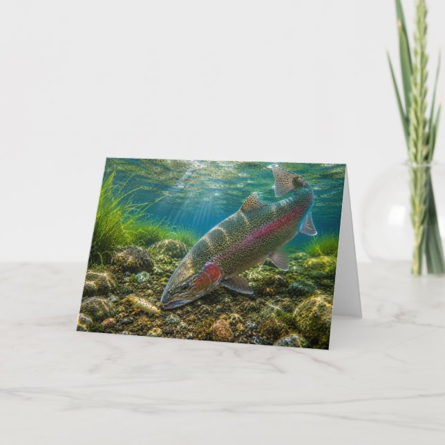 Tarjeta de felicitación de pesca de trucha arcoíri (Anverso)