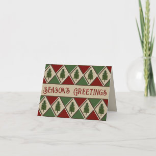 Tarjeta de felicitación de pinos y arlequín