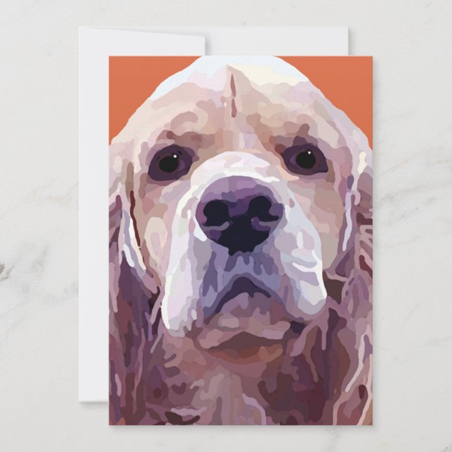 Tarjeta de felicitación de pintura de Cocker Spani (Anverso)