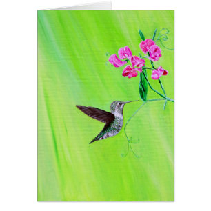 Tarjeta de felicitación de pintura de colibrí y gu
