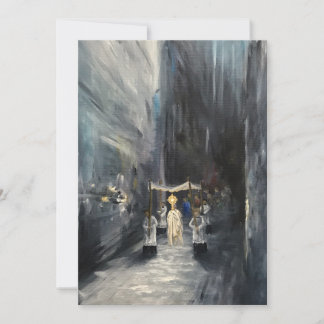 Tarjeta de felicitación de pintura de procesión eu