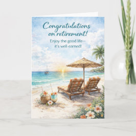 Tarjeta de felicitación de playa de jubilación