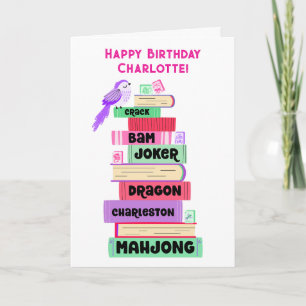 Tarjeta de felicitación de plegado de pila de libr