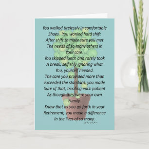 Tarjeta de felicitación de poema de enfermera reti