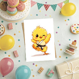 Tarjeta de Felicitación de Pollita de Karate