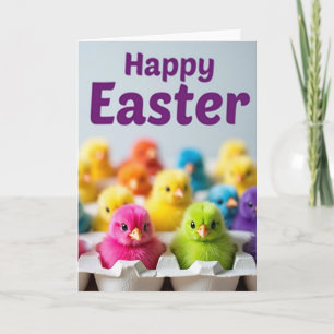 Tarjeta de Felicitación de Pollitos Coloridos