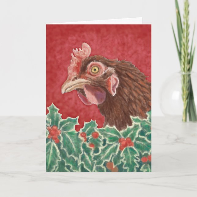 Tarjeta de felicitación de pollo para navidades (Anverso)