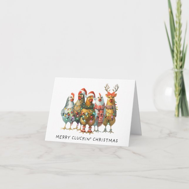 Tarjeta de felicitación de pollo para Navidades de (Anverso)