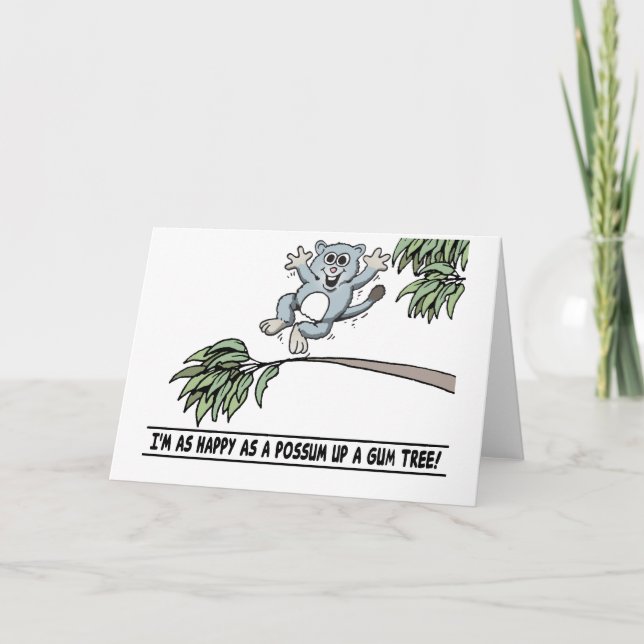 tarjeta de felicitación de possum feliz (Anverso)