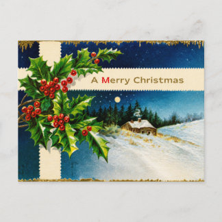 Tarjeta de Felicitación de Postal de Navidad Antig