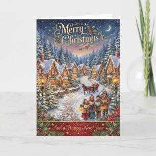 Tarjeta de Felicitación de Pueblo Navideño