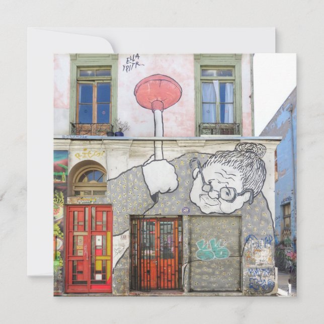 Tarjeta de felicitación de puertas de arte calleje (Anverso)