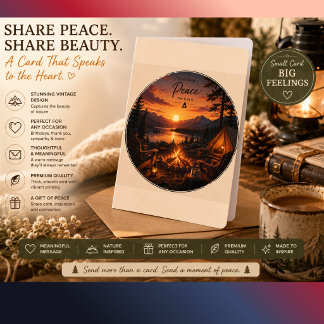Tarjeta de felicitación de puesta de sol en fogata