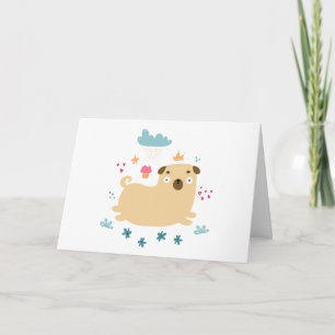 Tarjeta de felicitación de Puggy Happy (en blanco)