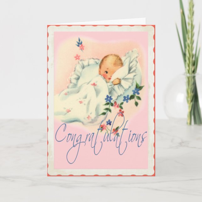 Tarjeta de felicitación de Recién nacido de época (Anverso)