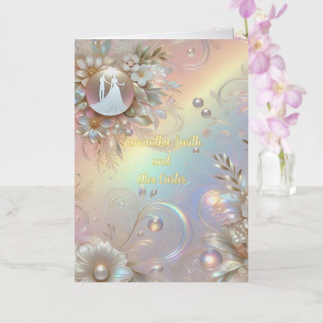 Tarjeta de felicitación de Relieve metalizado pleg (Orquídea)