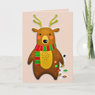 tarjeta de felicitación de renos de Navidad