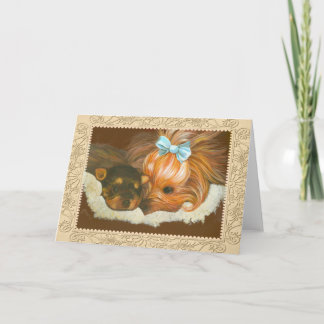 Tarjeta de felicitación de retrato de Yorkie Mama 