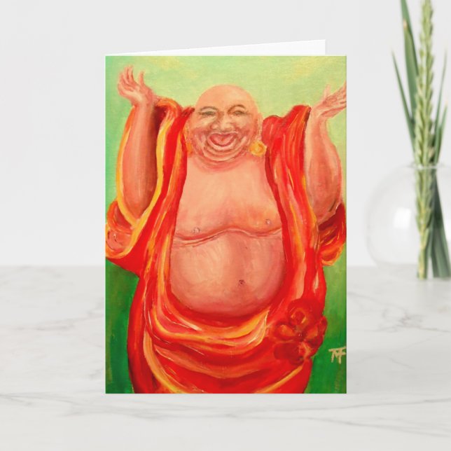 Tarjeta de felicitación de risa de Buda (Anverso)