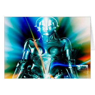 Tarjeta de felicitación de robot de luz de estrell