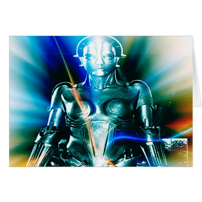 Tarjeta de felicitación de robot de luz de estrell (Anverso (Horizontal))