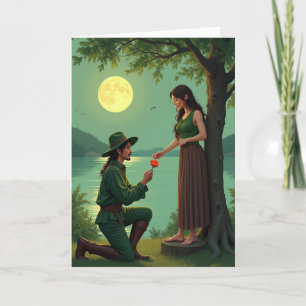Tarjeta de felicitación de romance a la luz de la 