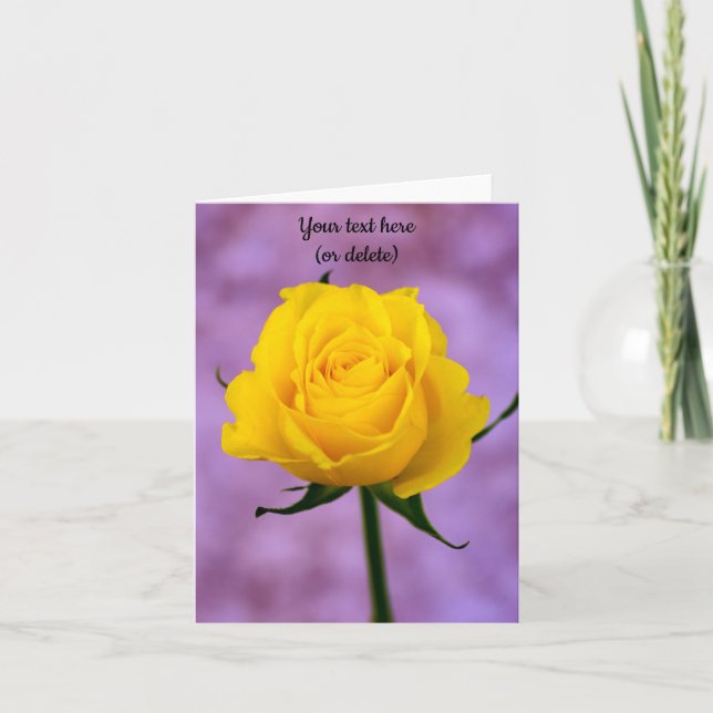 Tarjeta de felicitación de rosa amarillo único (Anverso)