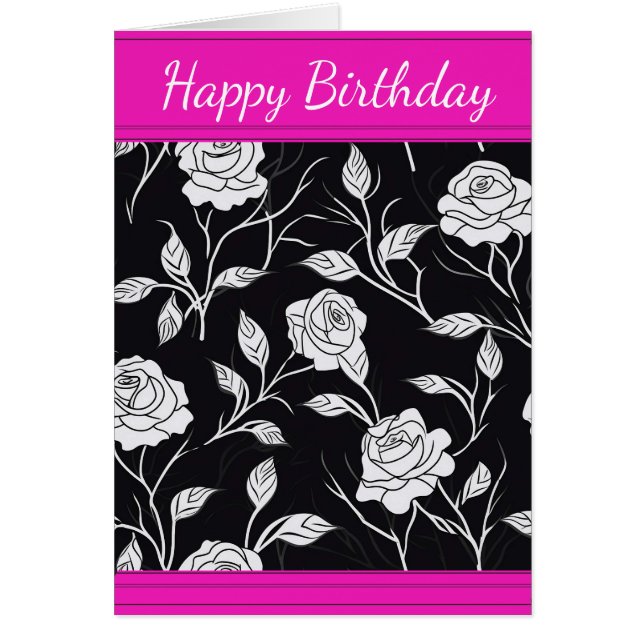 Tarjeta de felicitación de rosa blanco y negro de  (Frente)