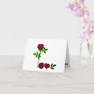 Tarjeta de Felicitación de Rosa con L O V E Pintad