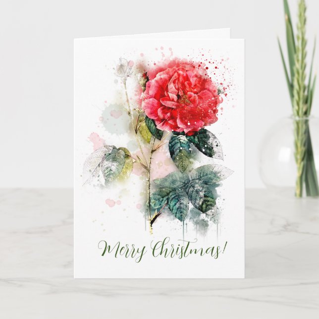 Tarjeta de felicitación de rosa doblada (Anverso)