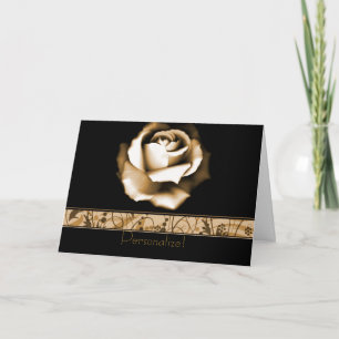 Tarjeta de felicitación de Rosa dorado