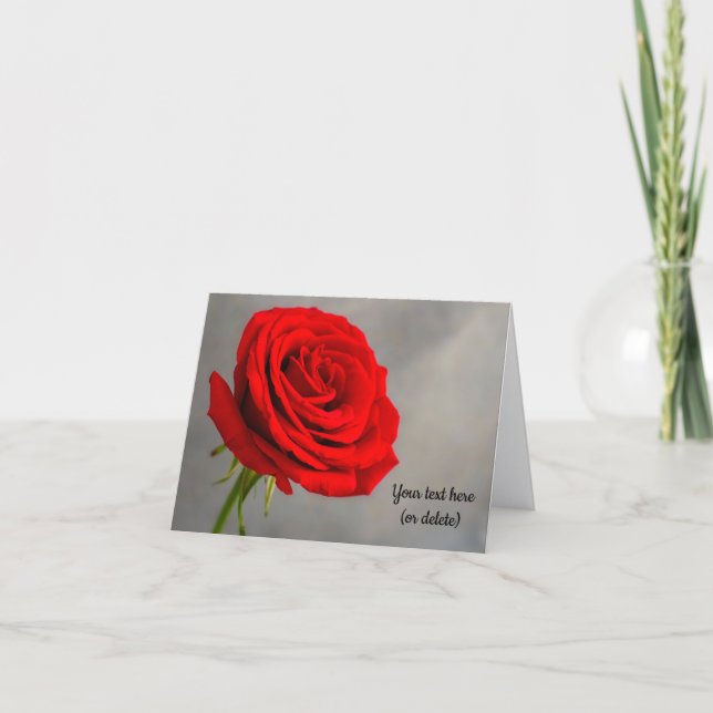 Tarjeta de felicitación de rosa roja única (Anverso)