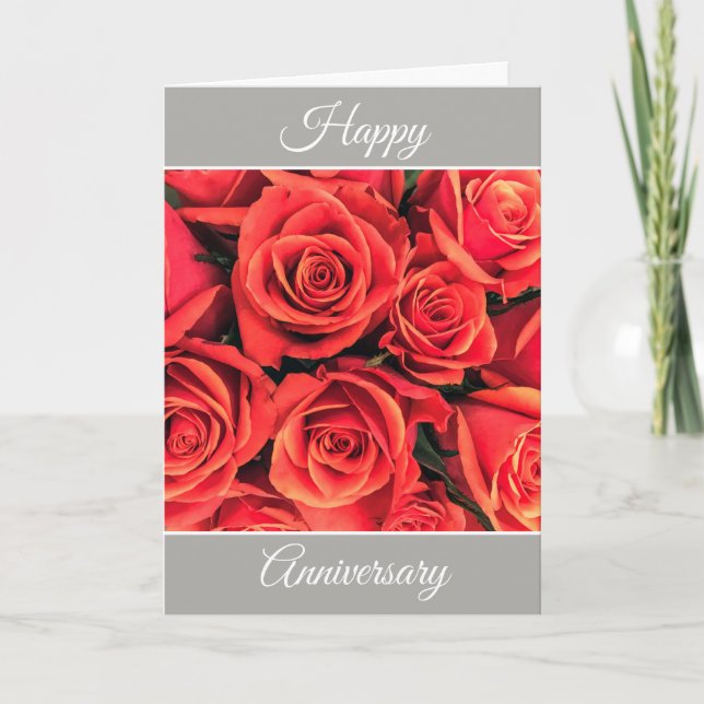 Tarjeta de felicitación de rosas de aniversario fe (Anverso)