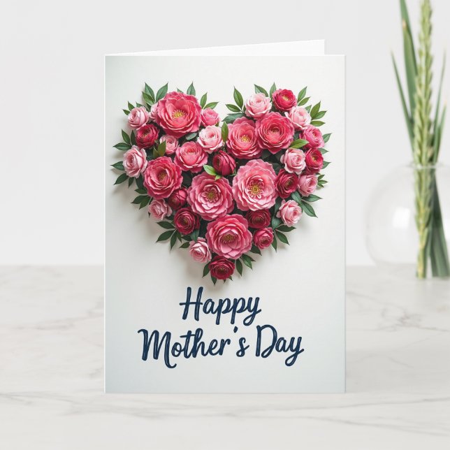 Tarjeta de felicitación de rosas de corazón blanco (Anverso)