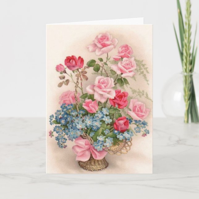 Tarjeta de felicitación de Rosas de época (Anverso)