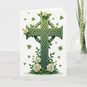 Tarjeta de felicitación de rosas de la cruz celta