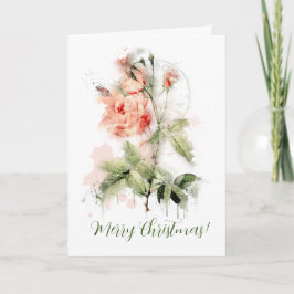 Tarjeta de felicitación de rosas en acuarela con e