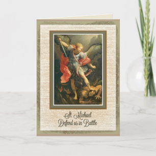 Tarjeta de felicitación de San Miguel w/prayer