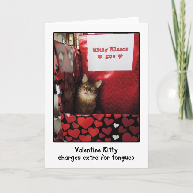 Tarjeta de felicitación de San Valentín Kitty Kiss (Anverso)